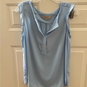 LOFT Sky Blue Sleeveless Blouse/Top  4 buttons V neck